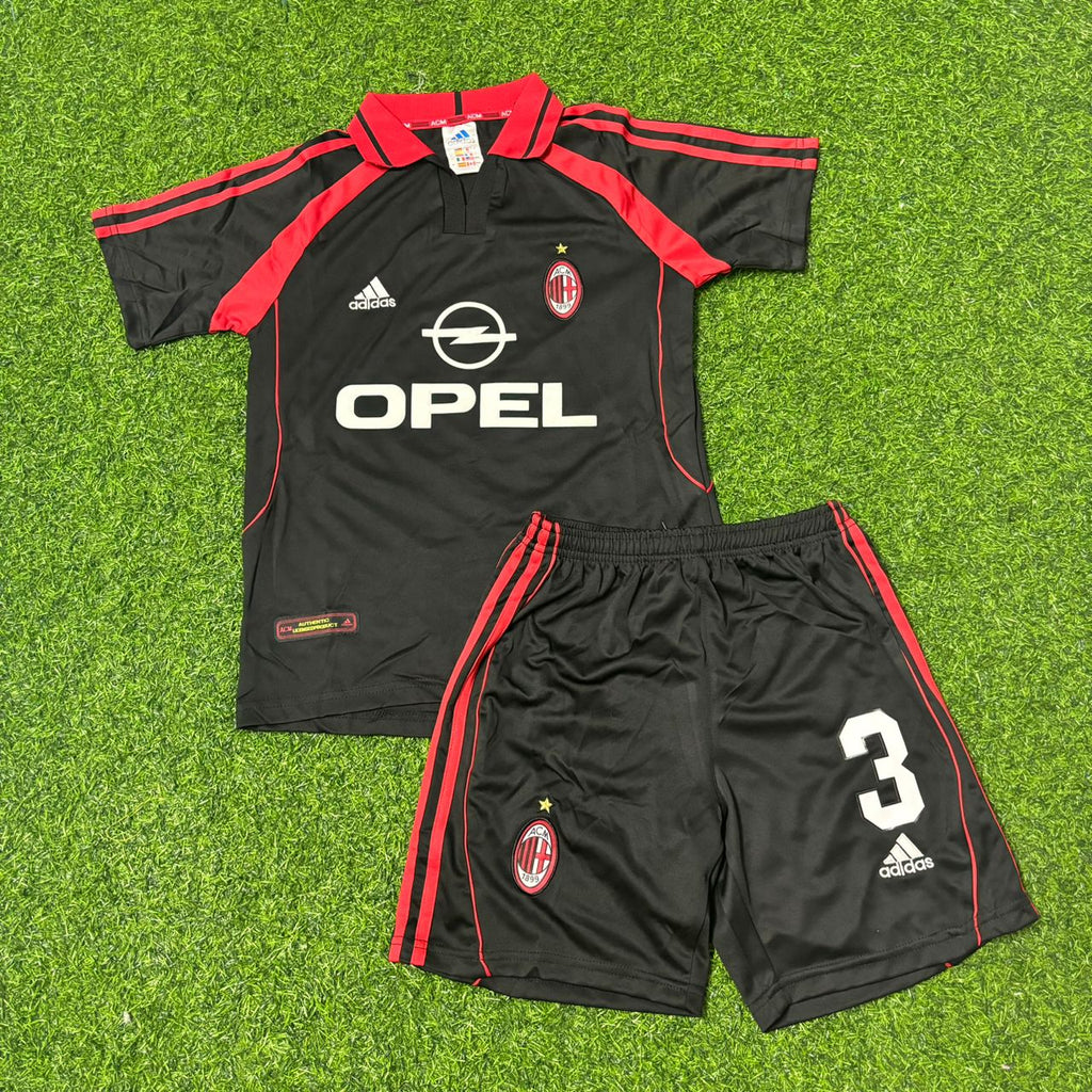 AC Milan 2000-2001 Black Away Kids Retro Jersey – Paolo Maldini #3 – Front View