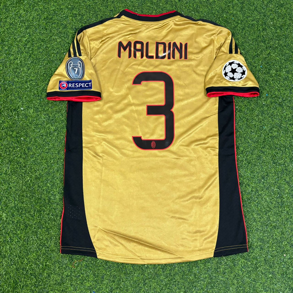 AC Milan Gold Retro Jersey – Paolo Maldini #3 – Back View