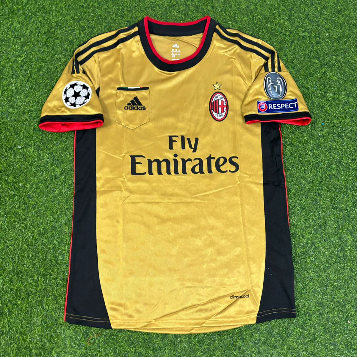 AC Milan Gold Retro Jersey – Paolo Maldini #3 – Front View