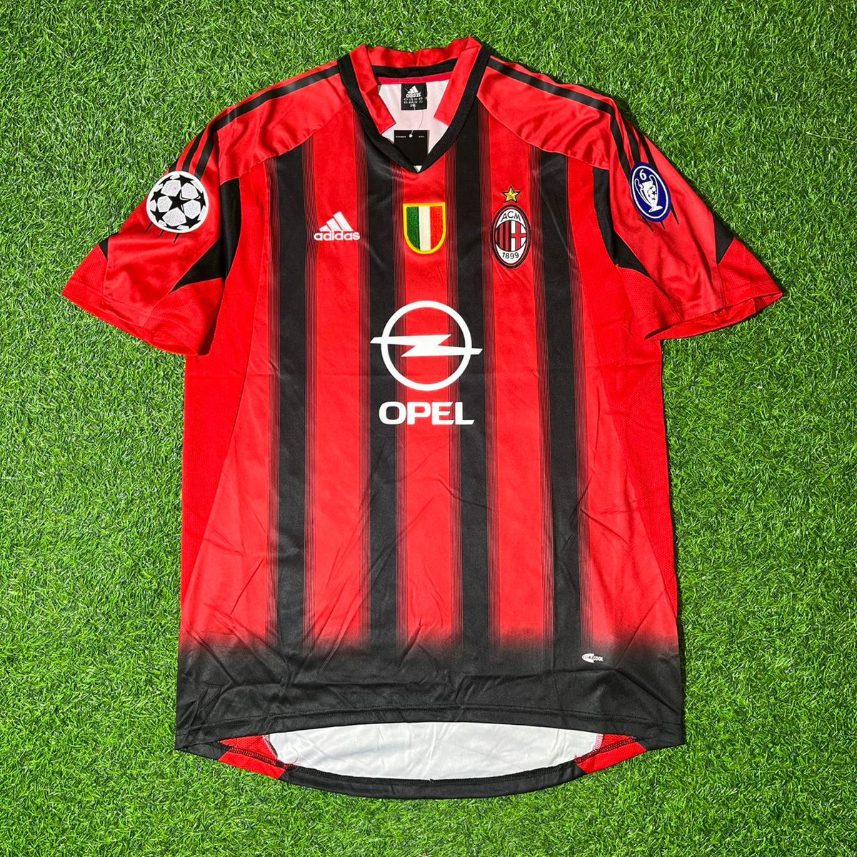 2004/05 Paolo Maldini AC Milan Red & Black Home Retro Football Jersey Collection – Front View