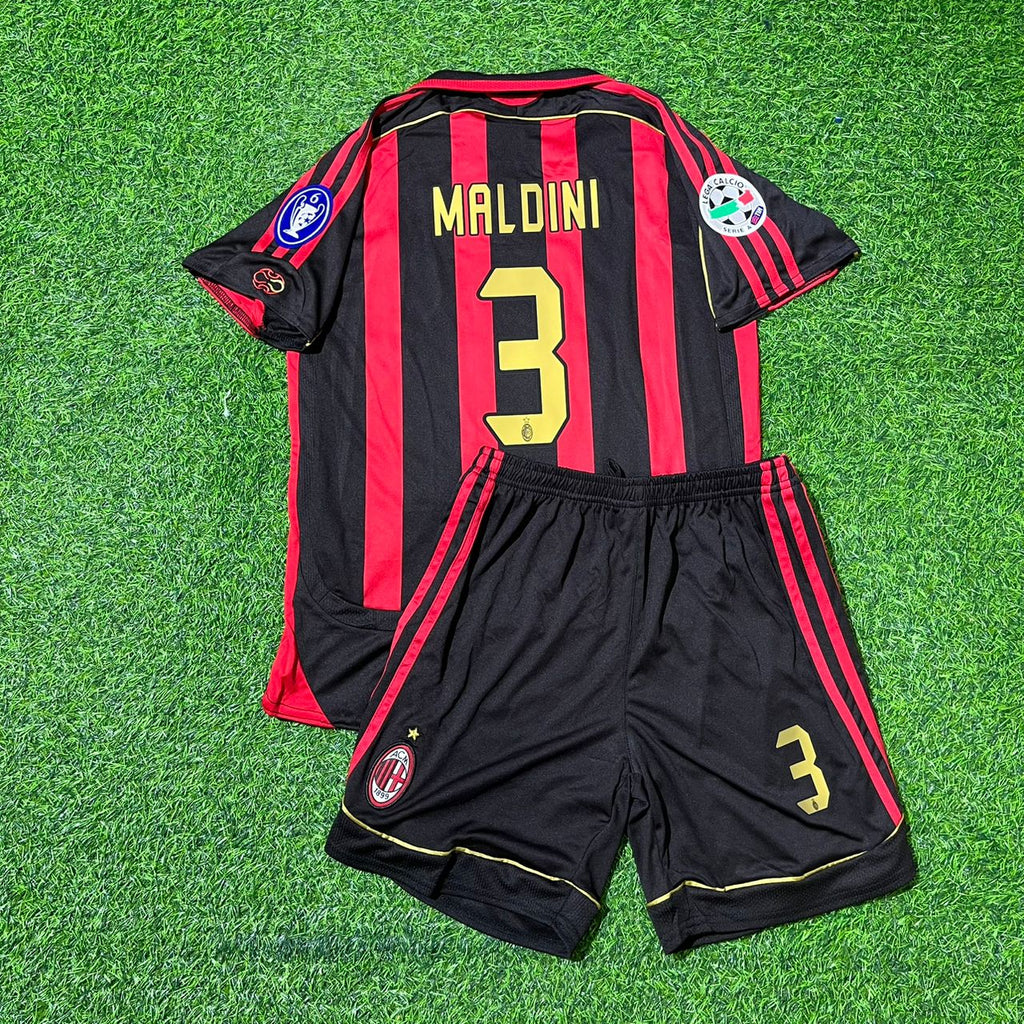 Paolo Maldini AC Milan 2006 2007 Retro Kids Soccer Jersey Kinder – Back View
