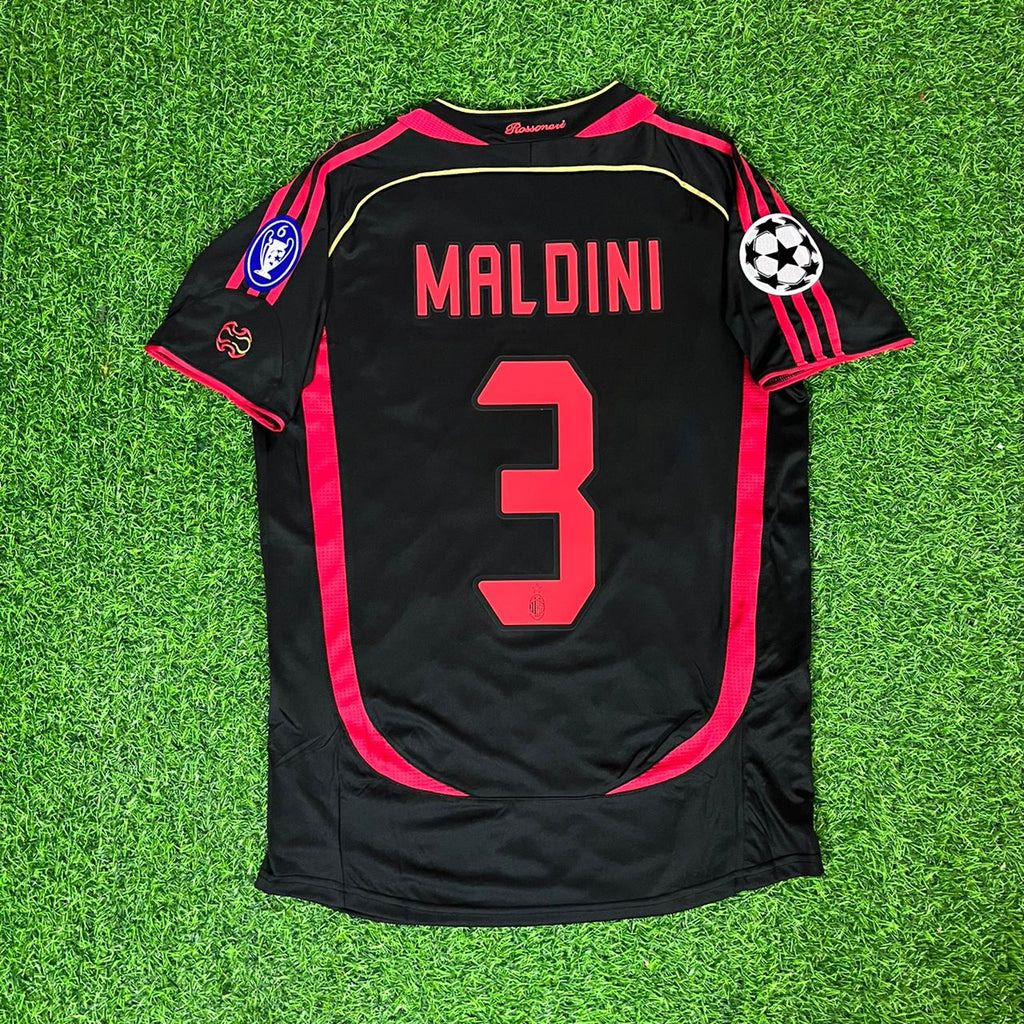 2006 Paolo Maldini 3 AC Milan 2007 Retro Football Jersey – Back View