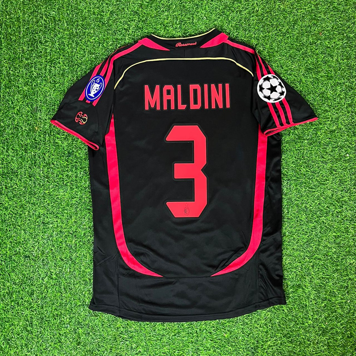 2006 Paolo Maldini 3 AC Milan 2007 Retro Football Jersey – Back View