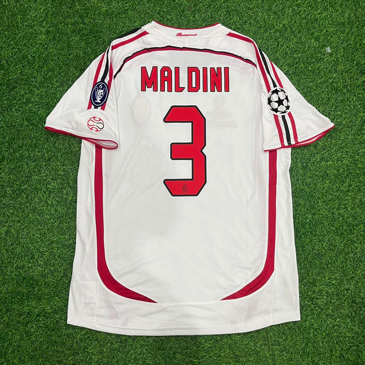 Paolo Maldini Milan 2007 Final Athene Champions League Final White Retro Football Jersey – Back View
