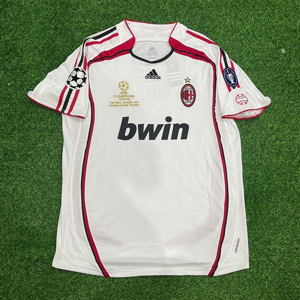 Paolo Maldini Milan 2007 Final Athene Champions League Final White Retro Football Jersey – Front View