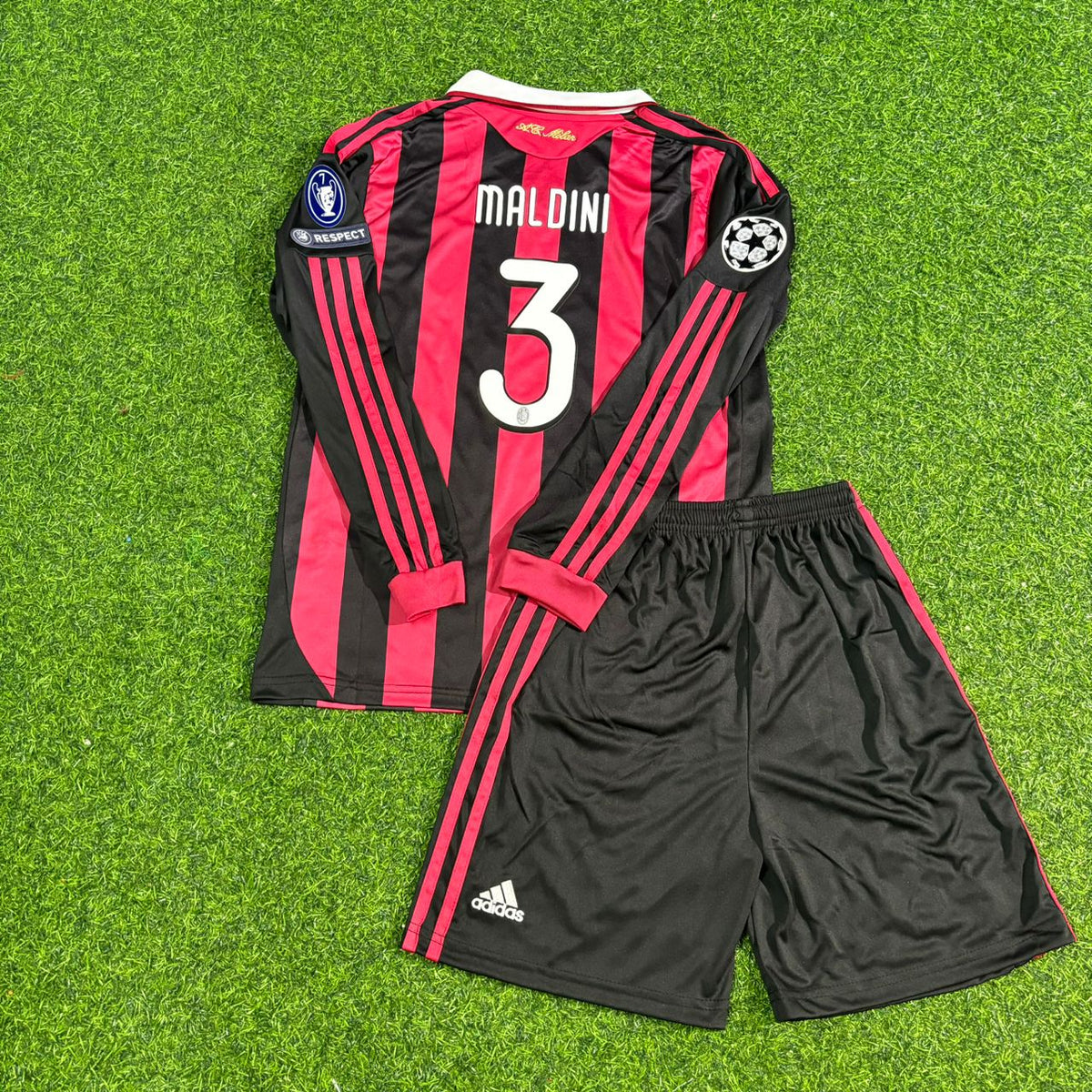 Paolo Maldini AC Milan 2008-2009 Final Season Kids Long Sleeve Home Retro Football Jersey – 4