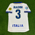 Paolo Maldini Italy EURO 1996 White Retro Jersey – Back View