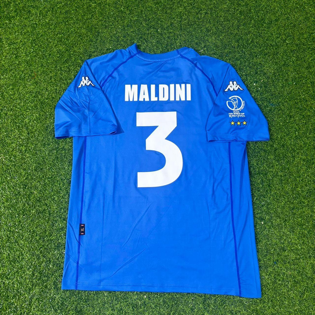 Italy 2002 World Cup Home Retro Jersey – Paolo Maldini #3 – Back View