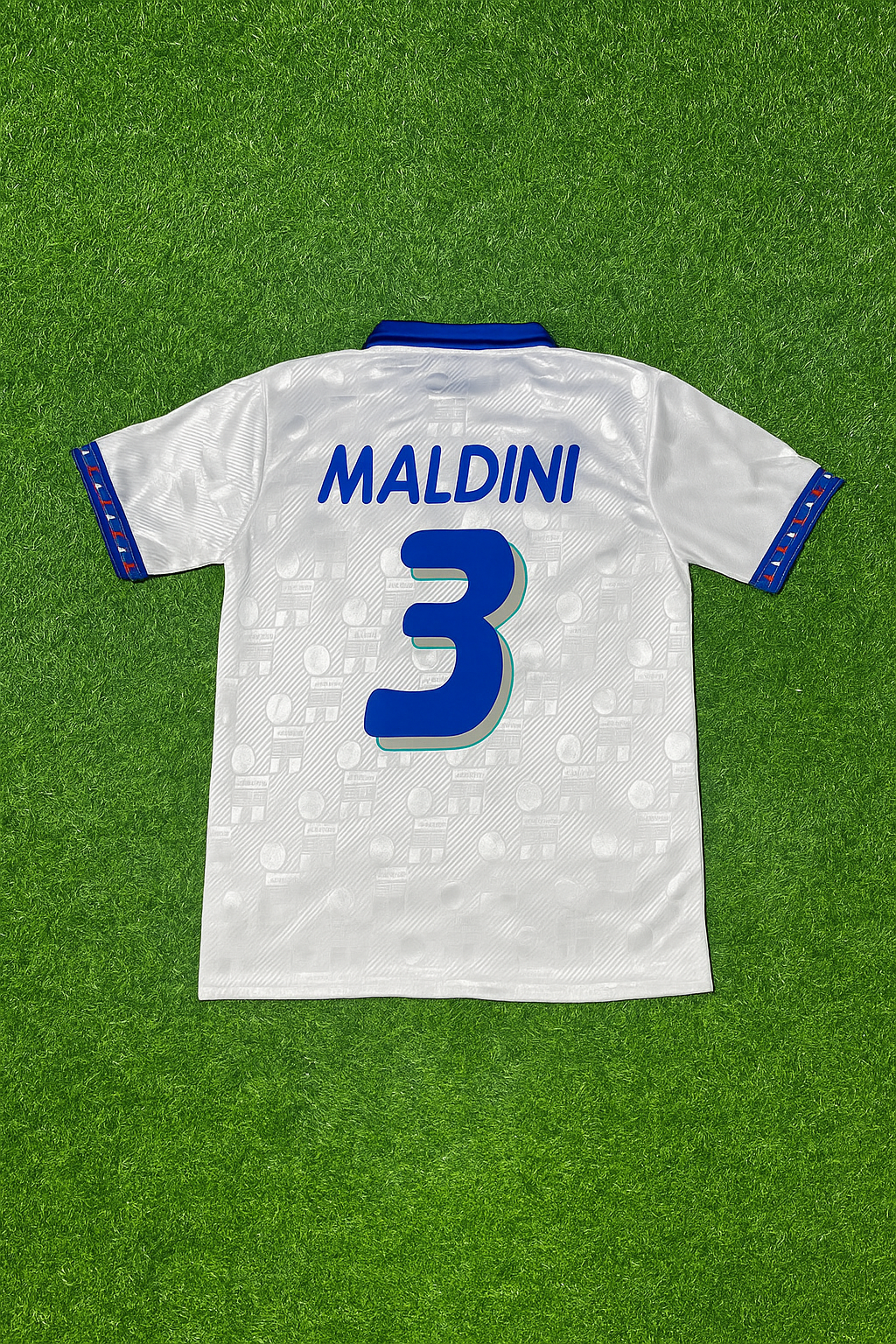 Italy 1994 World Cup White Retro Football Jersey – Paolo Maldini – Back View