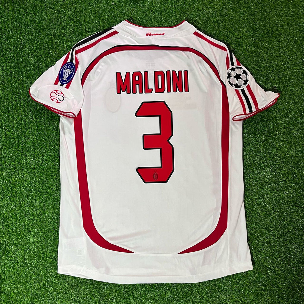 Paolo Maldini Milan 2007 Final Athene Champions League Final White Retro Jersey – Back View