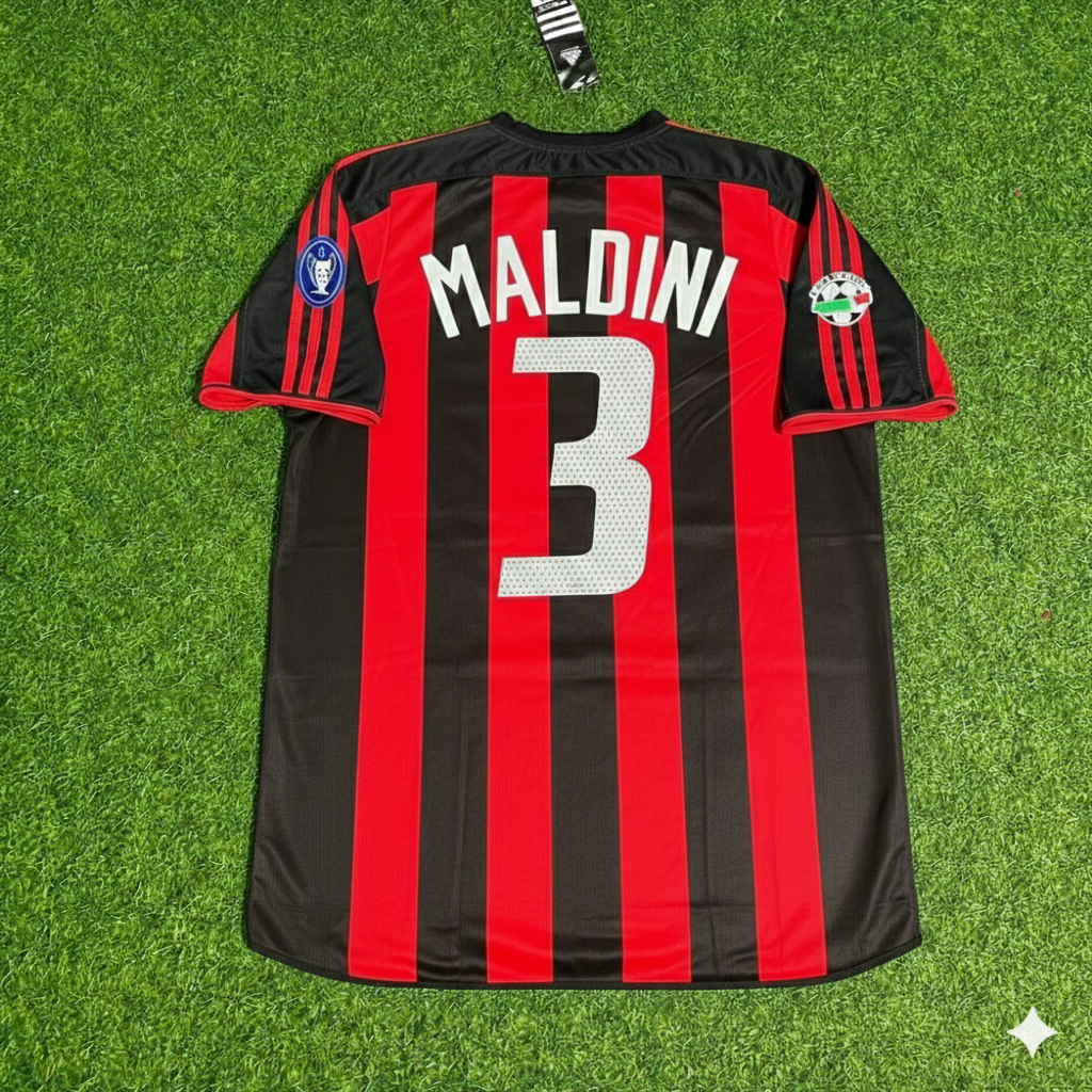 Milan 2003/2004 Home Retro Football Jersey – Paolo Maldini – Back View