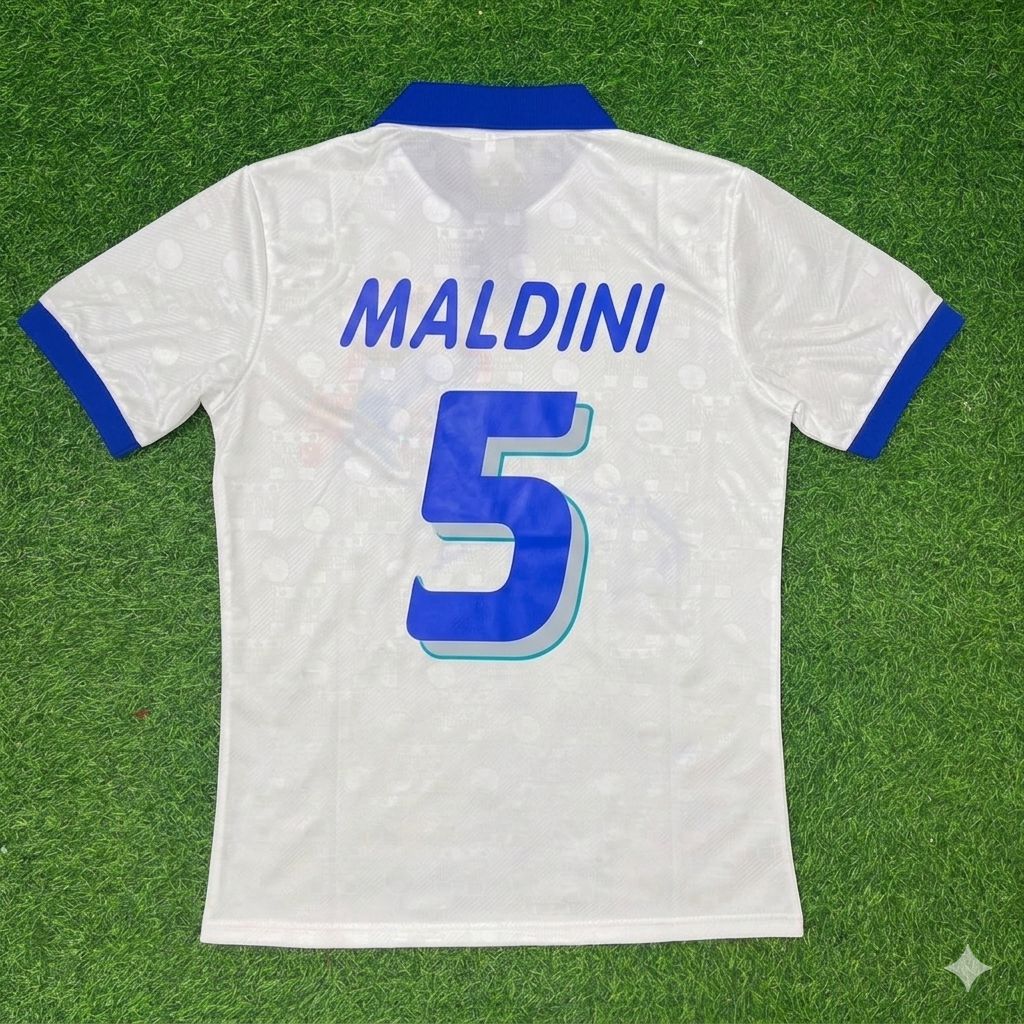 1994 Italy World Cup Paolo Maldini White Retro Football Jersey – Back View