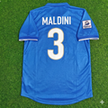 1998 Italy World Cup Paolo Maldini Home Blue Retro Football Jersey – Back View