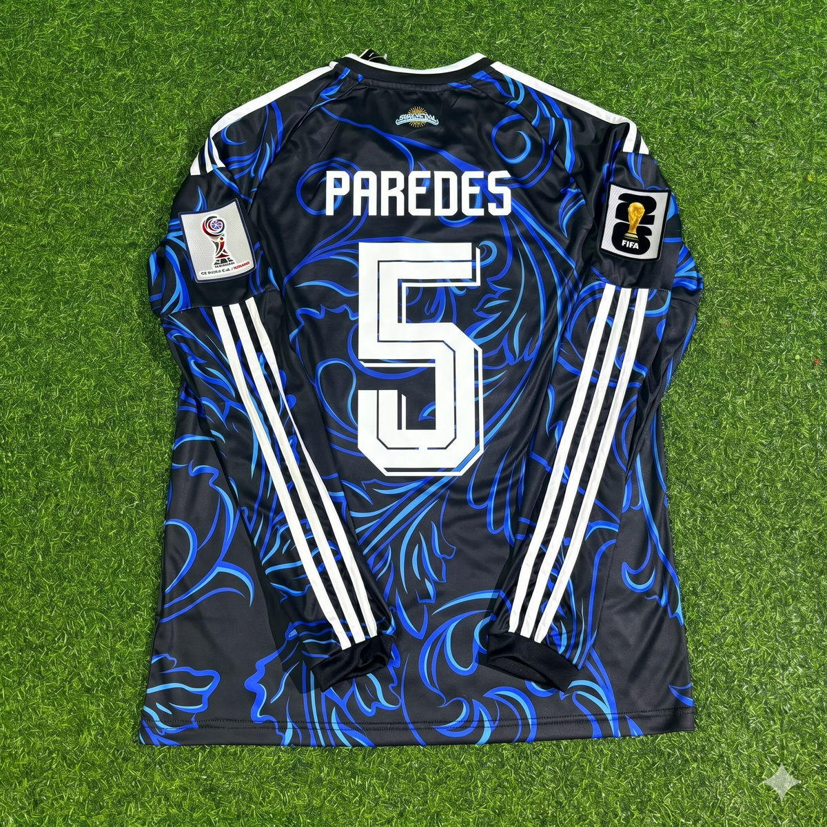 Leandro Paredes Argentina 2026 World Cup Long Sleeve Football Jersey – Back View