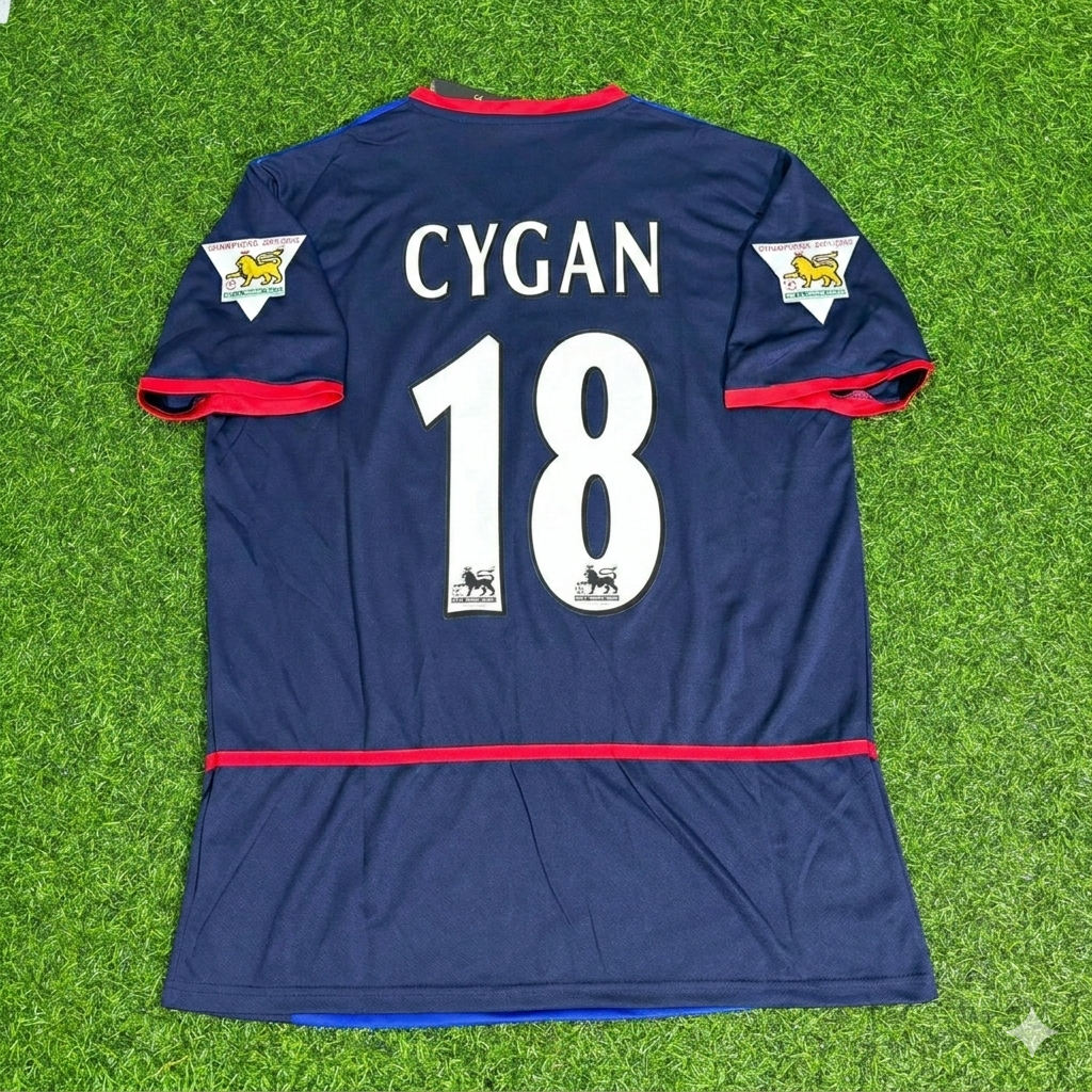 2002/04 Pascal Cygan 18- Arsenal Black Blue o2 Retro Football Jersey – Back View
