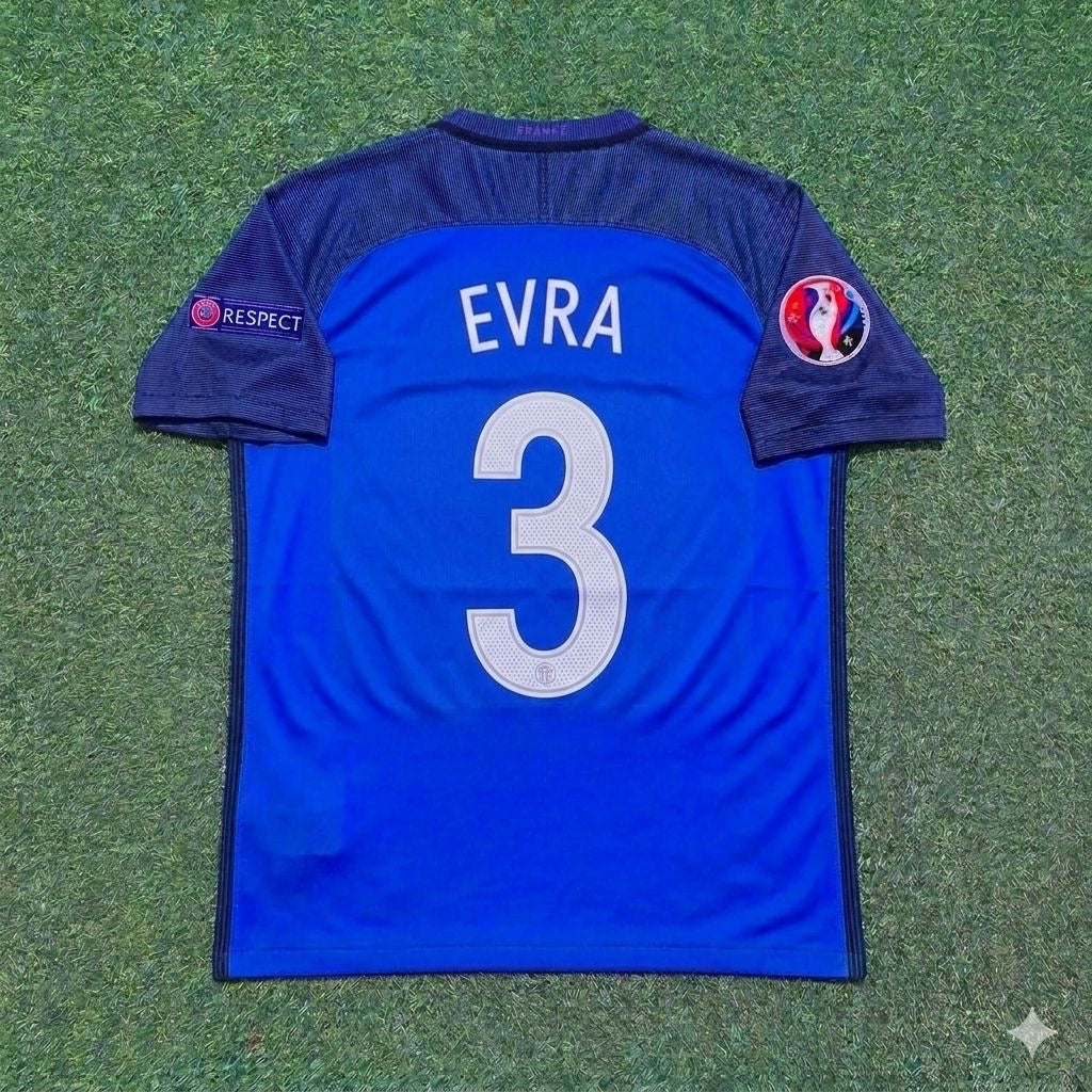 France Euro 2016 Home Retro Football Jersey – Patrice Evra #3 – Back View