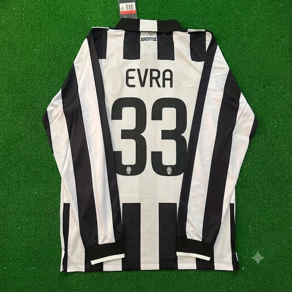 2014 Patrice Evra #33 Juventus 2015 Retro Long Sleeve Football Jersey – Back View
