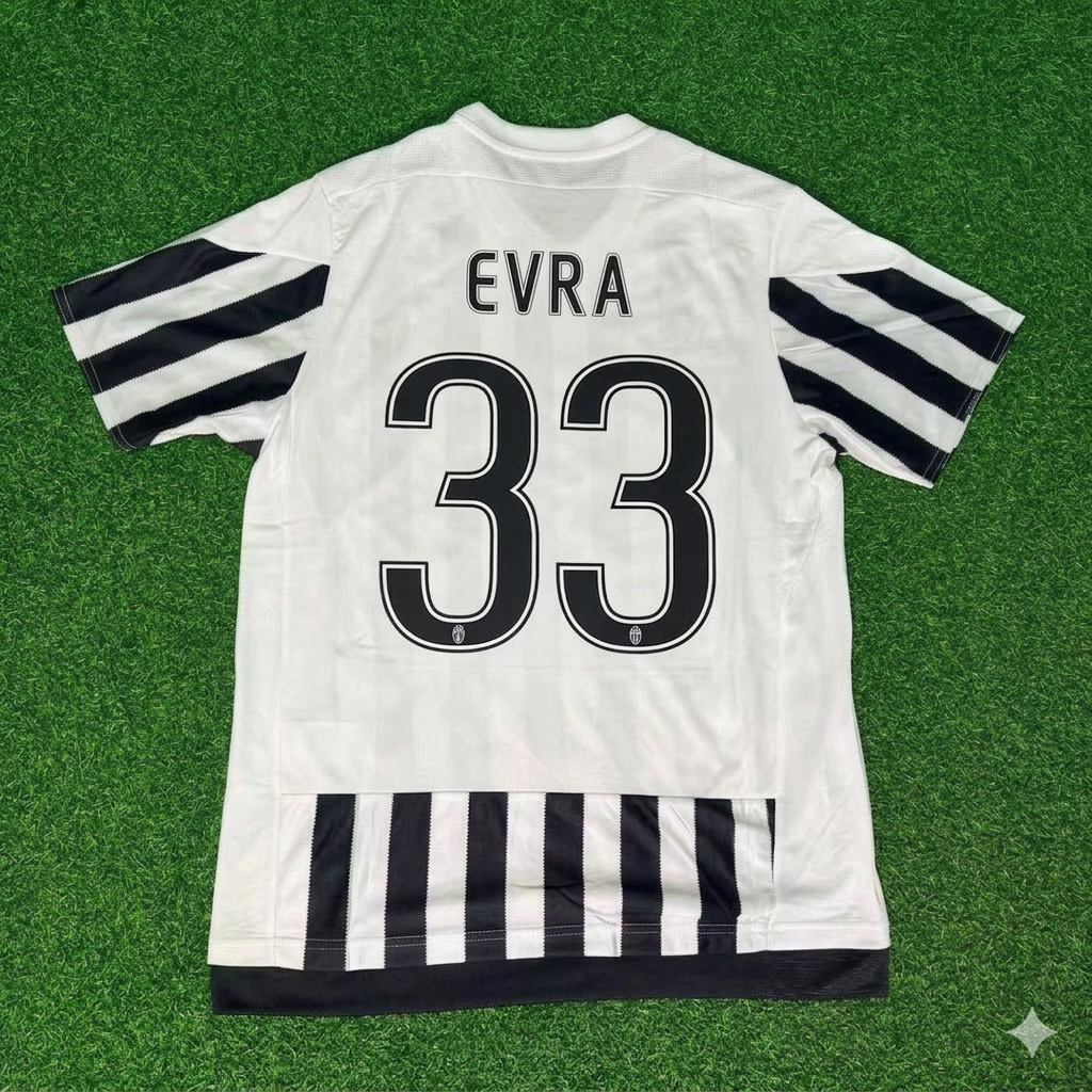 2015/16 Patrice Evra 33-Juventus Retro Home Football Jersey – Back View