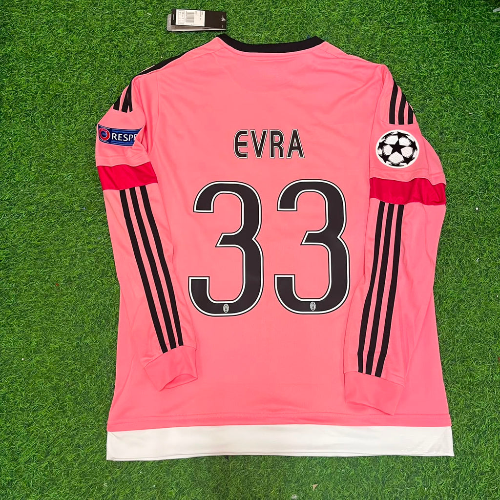 Juventus Pink Retro 2015-2016 Pink Jersey – Patrice Evra – Back View
