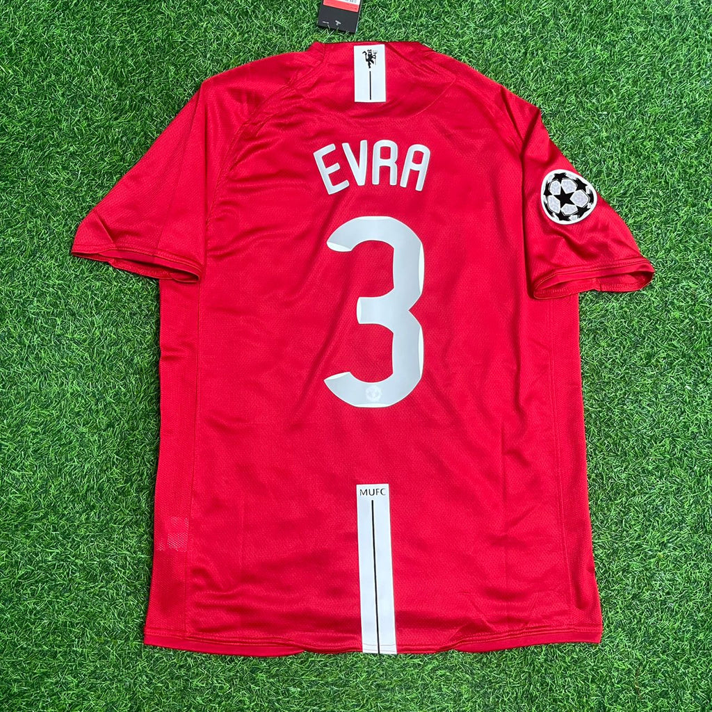 Patrice Evra Manchester United 2008 Champions League Final Retro Football Jersey – Back View