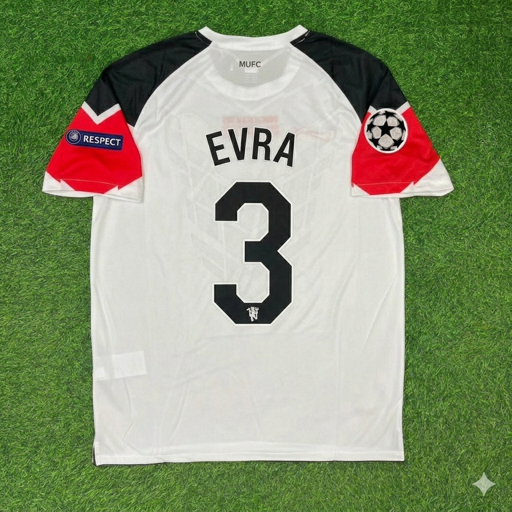 2011 Patrice Evra #3 Manchester United Champions League Final White Football Jersey – Back View