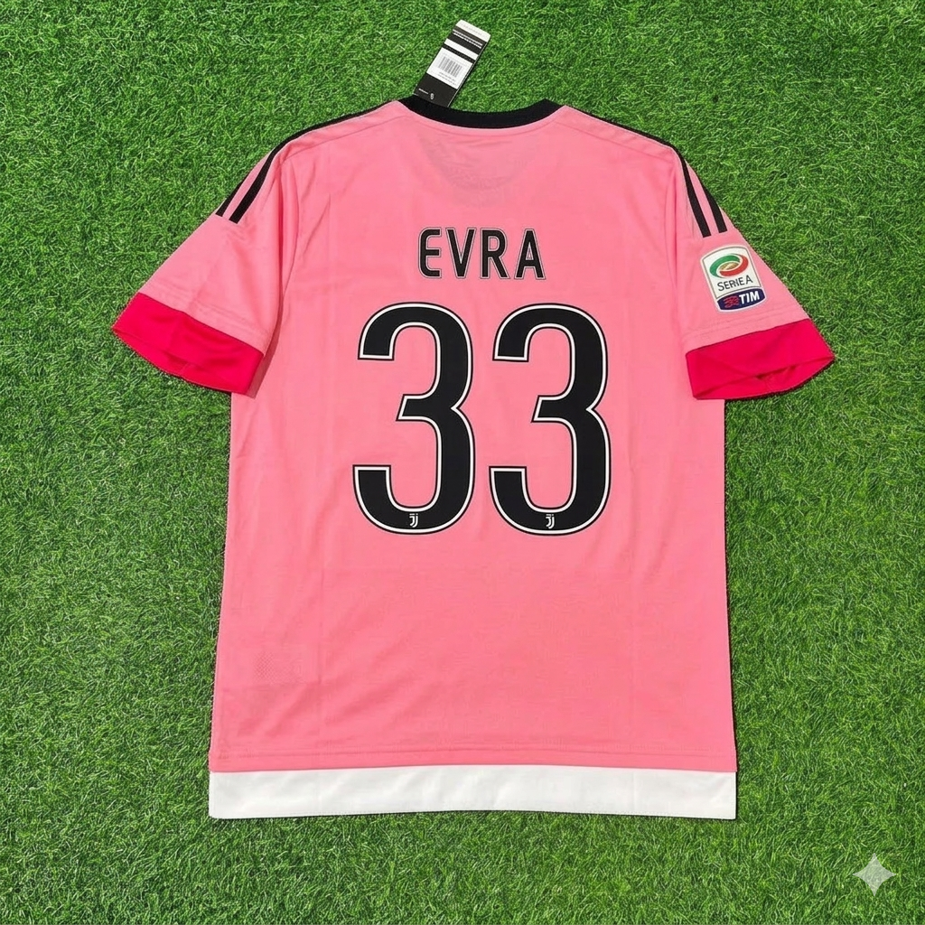Juventus Retro Pink 2015-2016 Jersey – Patrice Evra – Back View