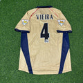 2001/02 Patrick Vieira #4 Arsenal Away Golden Retro Football Jersey – Back View