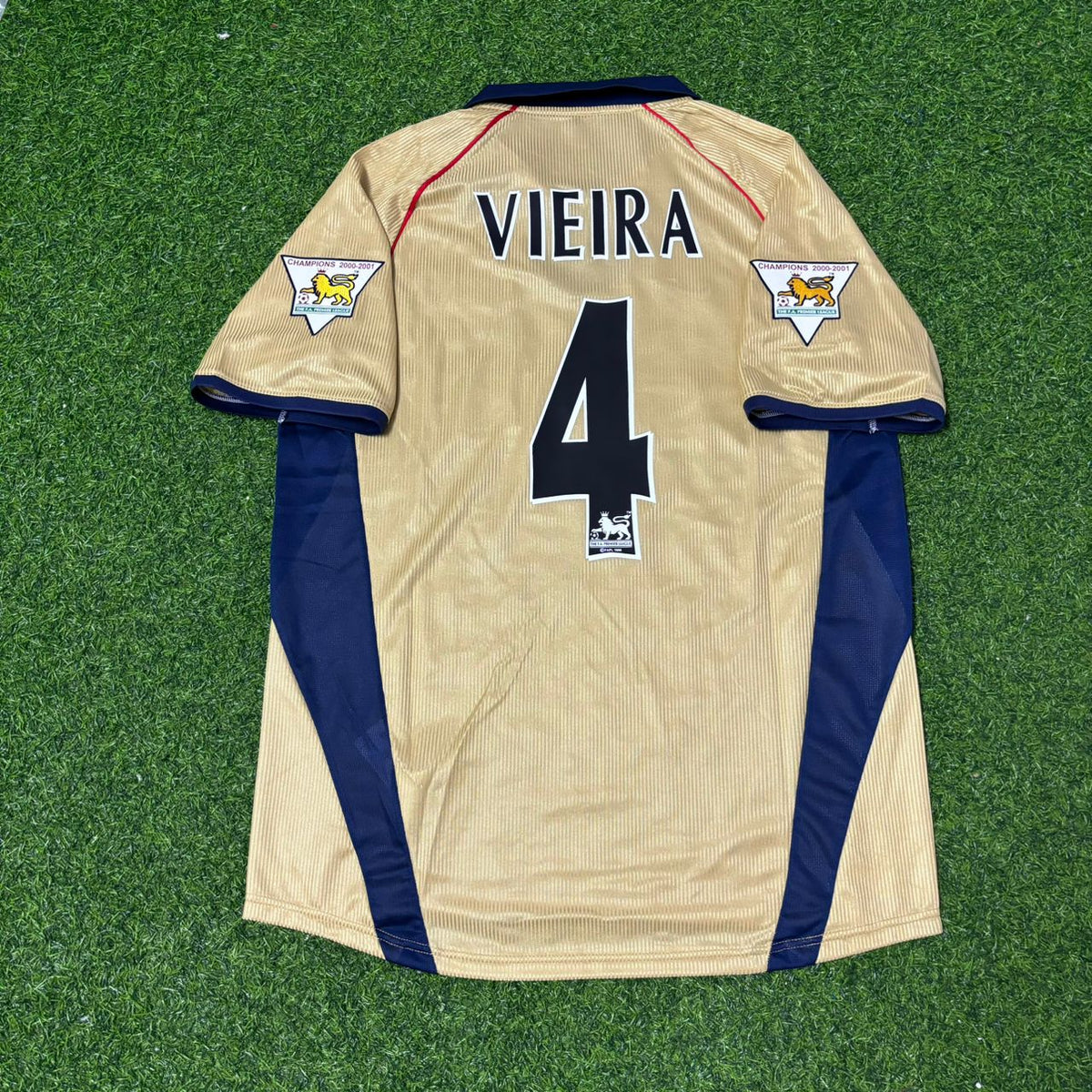 2001/02 Patrick Vieira #4 Arsenal Away Golden Retro Football Jersey – Back View