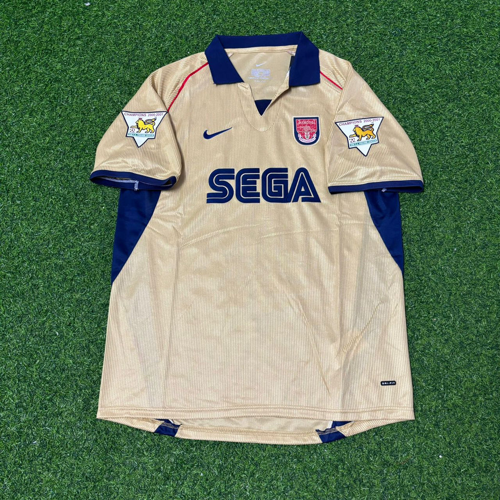 2001/02 Patrick Vieira #4 Arsenal Away Golden Retro Football Jersey – Front View