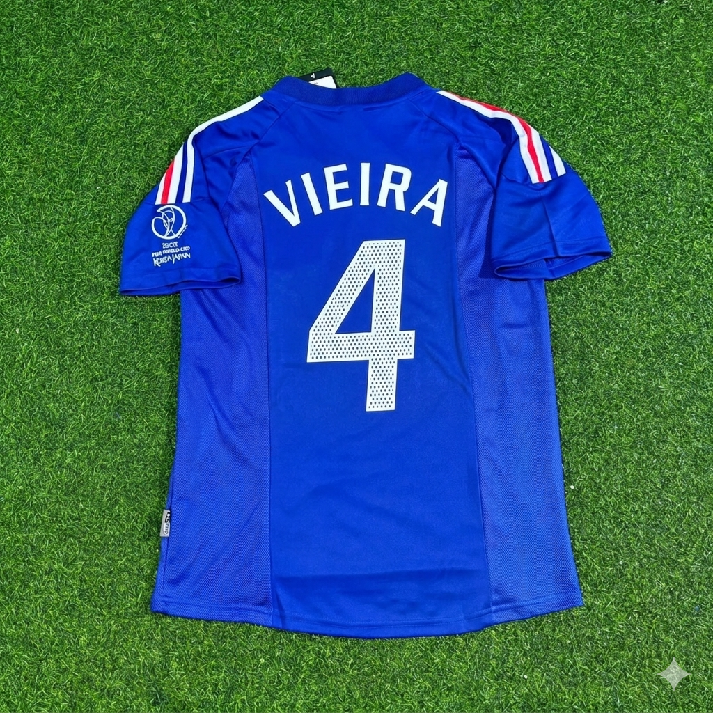 2002 France World Cup Patrick Vieira #4 Retro Football Jersey – Back View