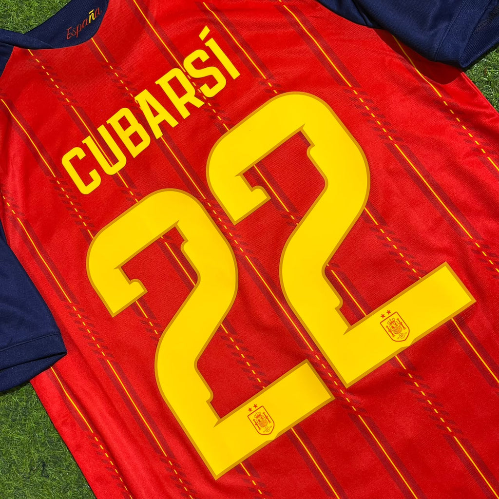Pau Cubarsi #22 Spain Two Star 2026 World Cup Champions Home Jersey – Detailed View