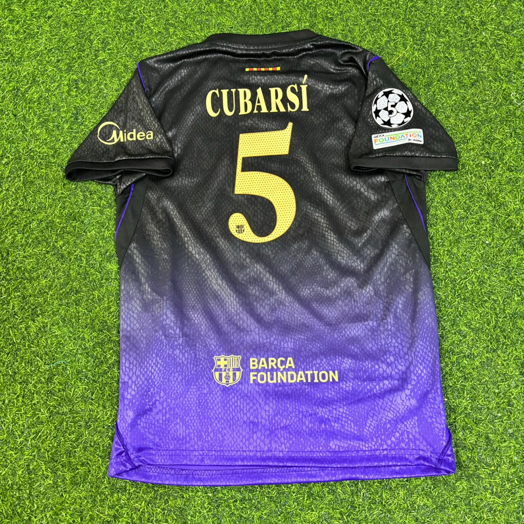 Pau Cubarsi #5 Barcelona 2027 Champions League Patch New Season Away Jersey – Back View