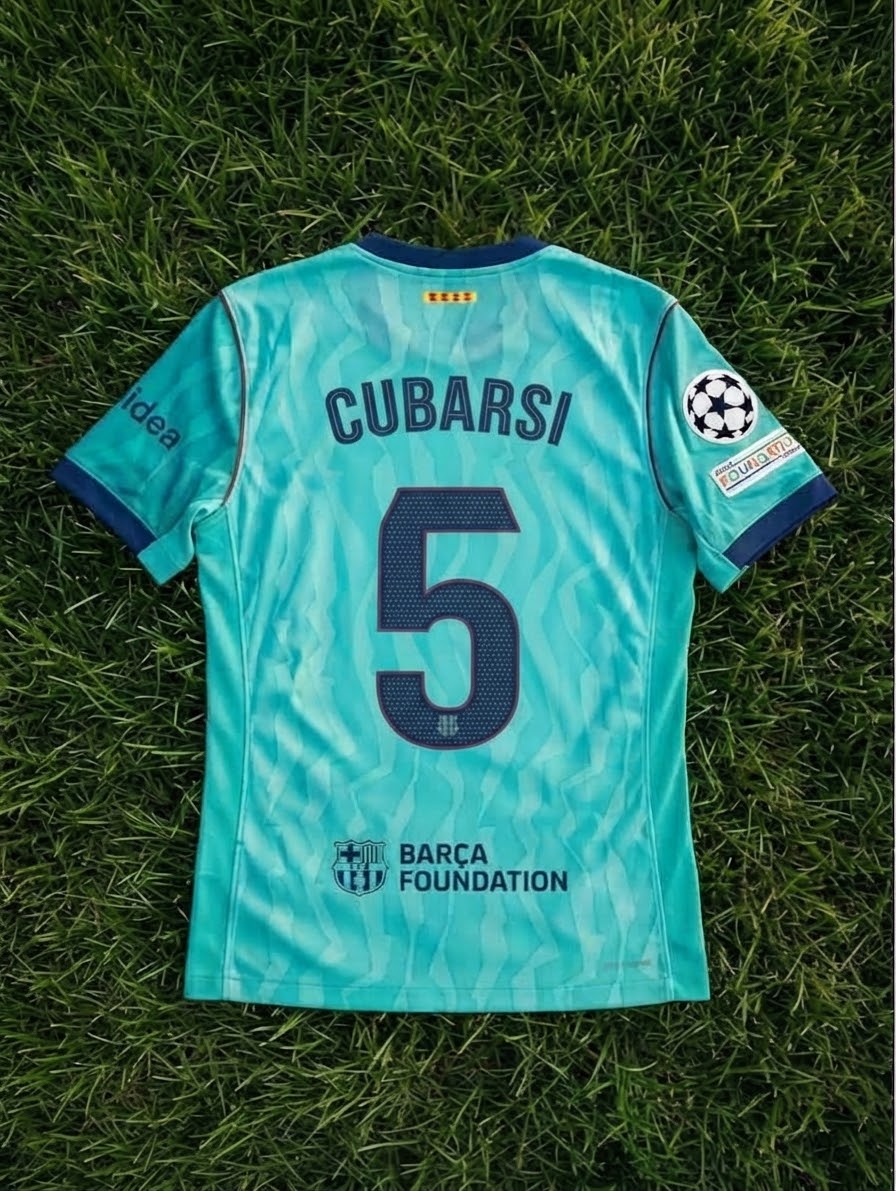 Pau Cubarsi #5 Barcelona 2026/2027 New Season Third Champions League Patch Football Jersey – Back View