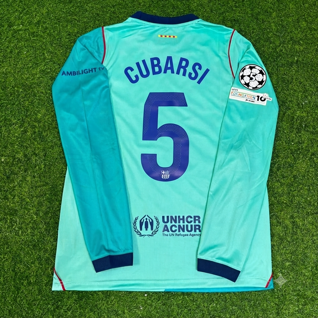 2027 Pau Cubarsi #5 Barcelona Long Sleeve Football Jersey – Back View
