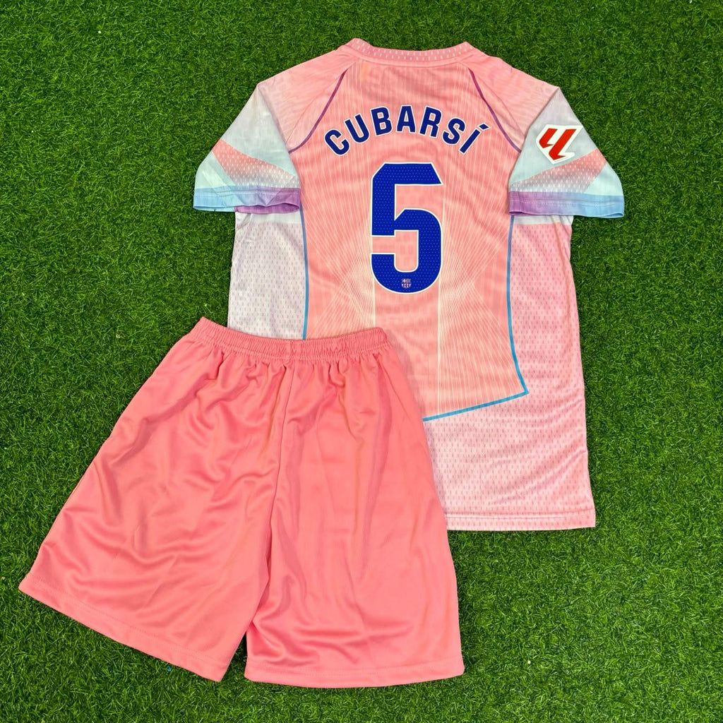 Pau Cubarsi Barcelona Home Pink New Season Kids 2026 Jersey – Back View