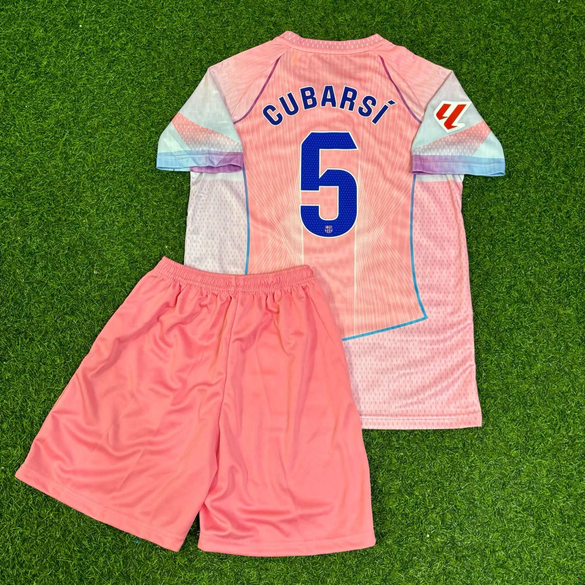 Pau Cubarsi Barcelona Home Pink New Season Kids 2026 Jersey – Back View
