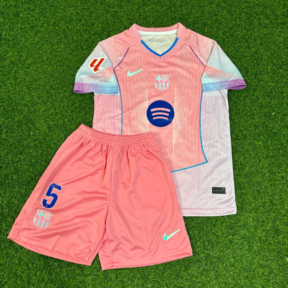 Pau Cubarsi Barcelona Home Pink New Season Kids 2026 Jersey – Front View