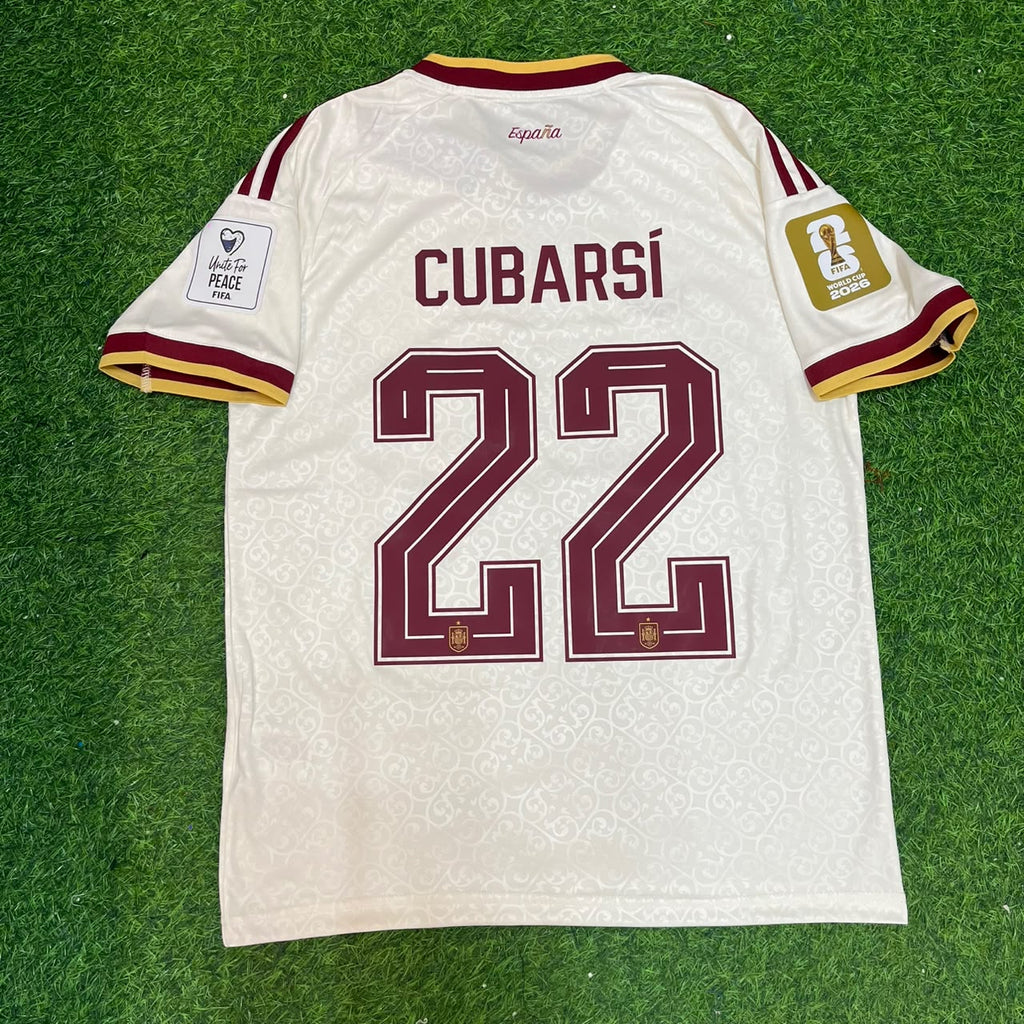 Spain 2026 World Cup Away Football Jersey – Pau Cubarsí 22 - – Back View