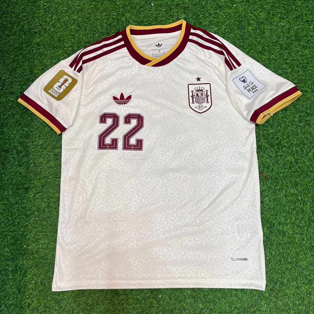 Spain 2026 World Cup Away Football Jersey – Pau Cubarsí 22 - – Front View