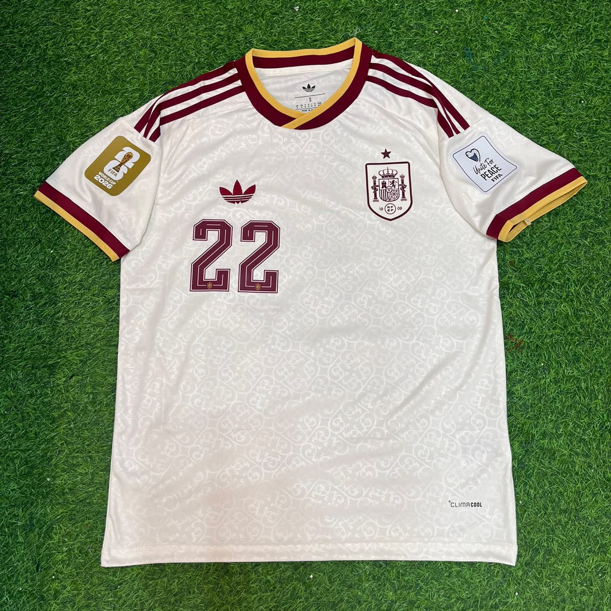 Spain 2026 World Cup Away Football Jersey – Pau Cubarsí 22 - – Front View