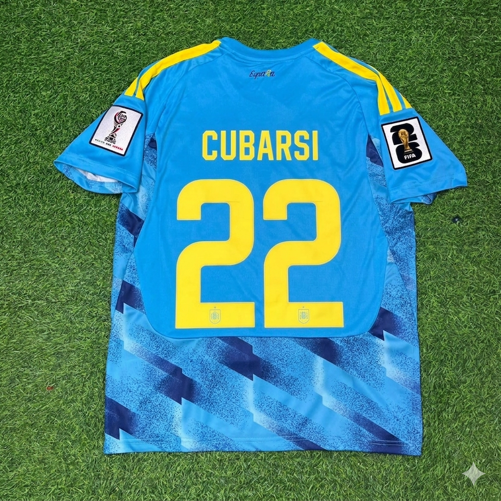 Spain 2026 World Cup Blue Special Football Jersey – Pau Cubarsı #22 – Back View