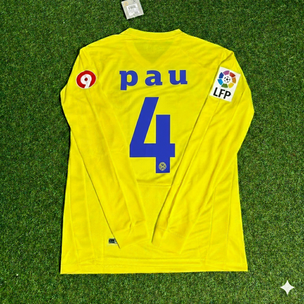 2008/09 Pau Torres 4 Villarreal CF Long Sleeve Retro Football Jersey – Back View