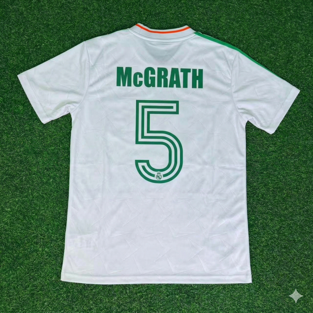 Ireland White Legendary Anniversary Retro Football Jersey – Paul McGrath – Back View
