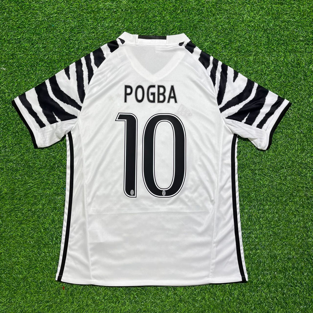 Juventus 2016 2017 Away White Retro Football Jersey – Paul Pogba #10 – Back View