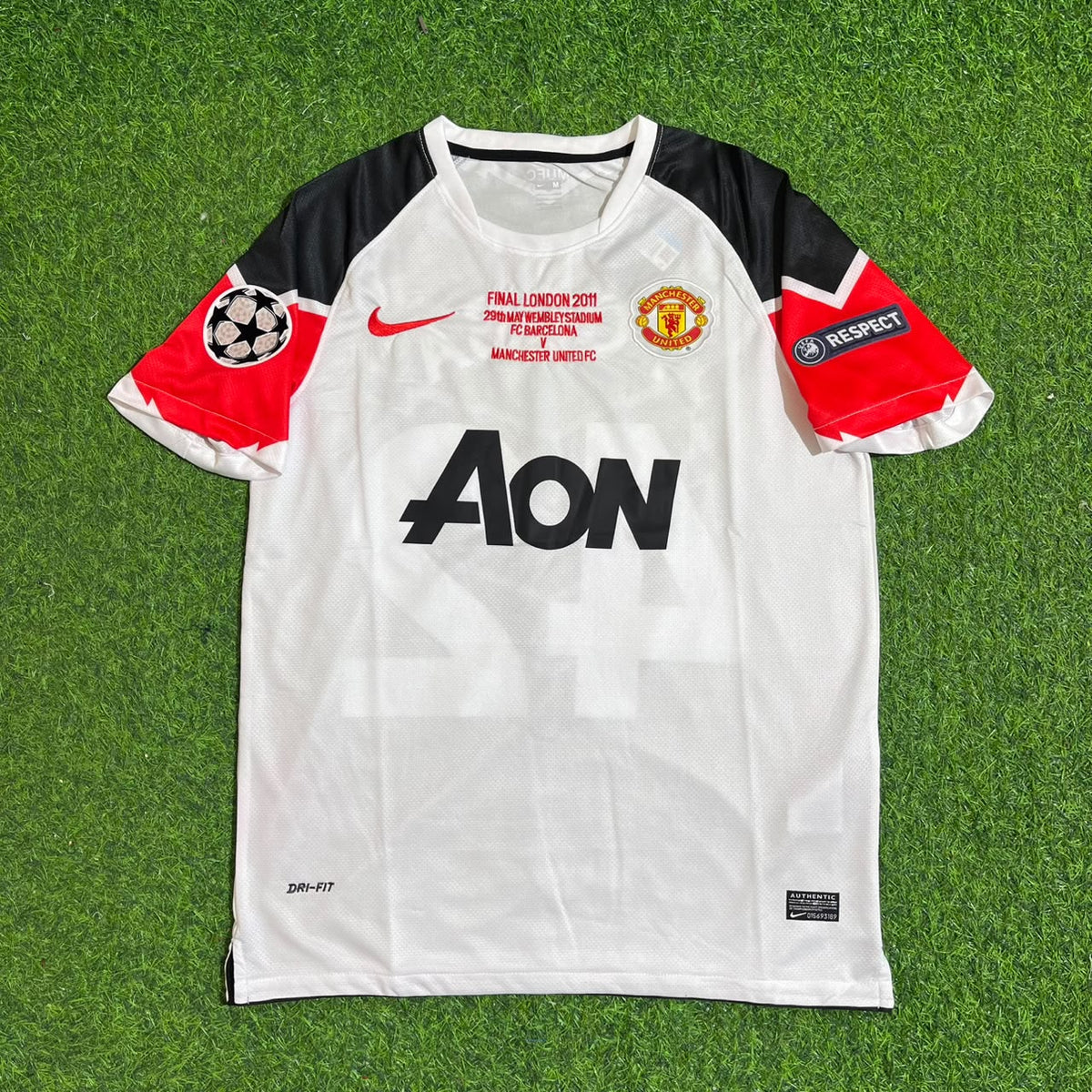 Paul Pogba #42 Manchester United 2011 Champions League Final White Football Jersey – Front View
