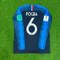 France 2018 World Cup Final Long Sleeve Retro Football Jersey – Paul Pogba – Back View