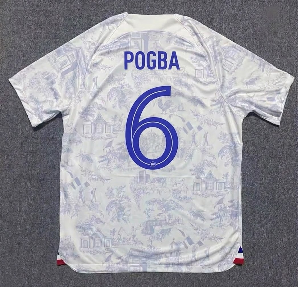 Paul Pogba #6 France 2022 World Cup Away Retro Jersey – Back View