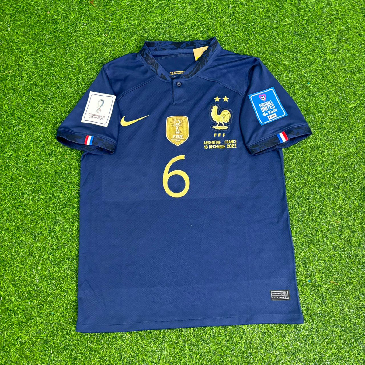 2022 France World Cup Paul Pogba Final Retro Football Jersey – Front View