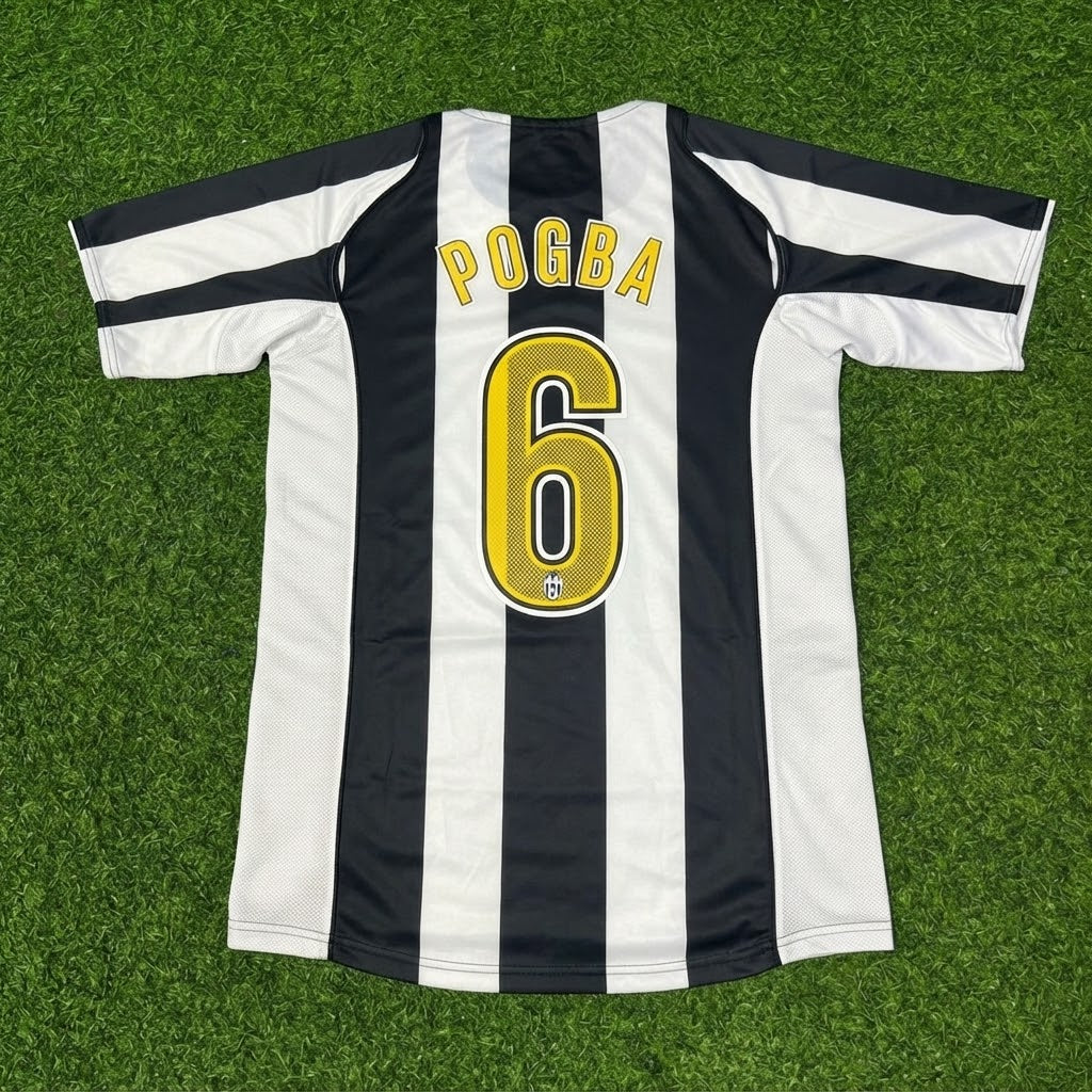 Paul Pogba #6 Juventus Black White Home Retro Football Jersey – Back View