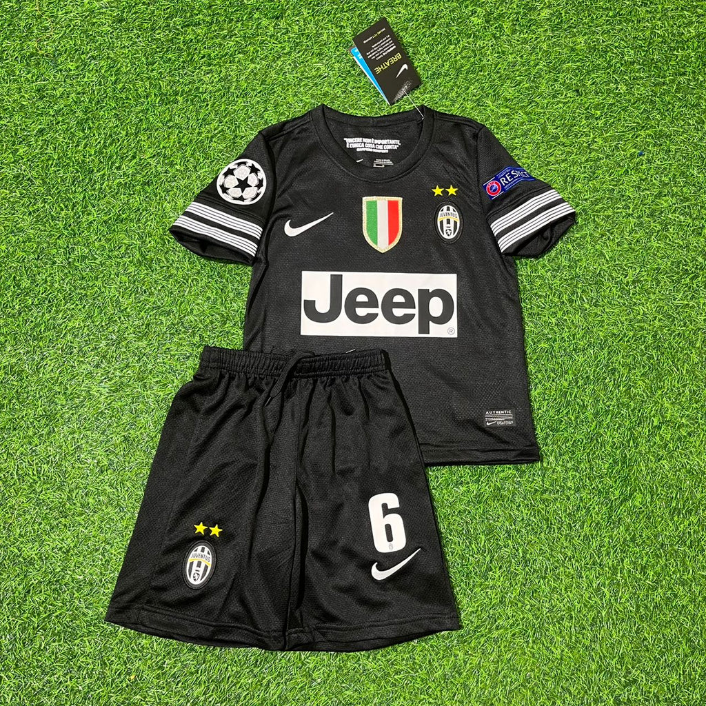 Juventus 2012–2013 Kids Black Retro Football Jersey – Paul Pogba – Front View